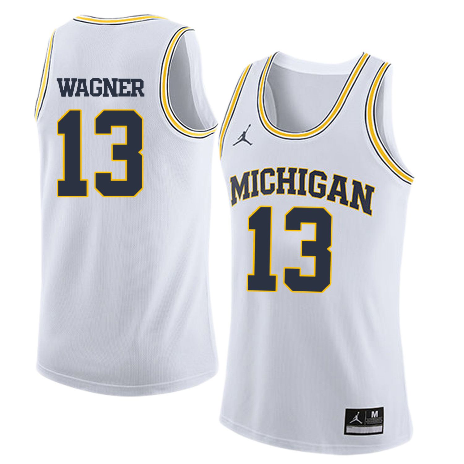 Men Jordan University of Michigan Basketball White #13 Wagner Customized NCAA Jerseys